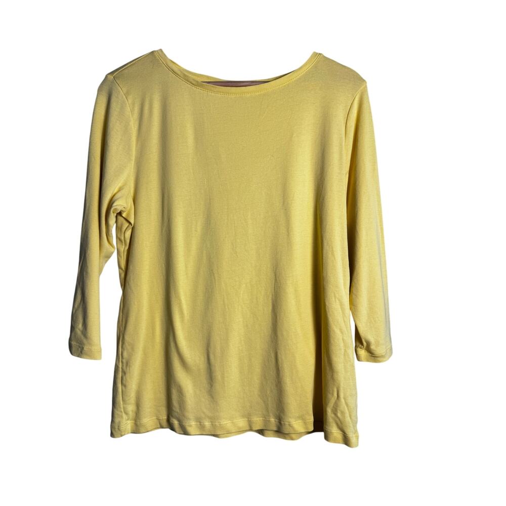 Talbots Yellow 3/4 Length Sleeve Top Size XL